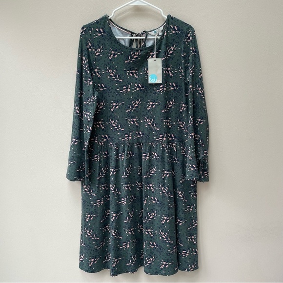 NWT Boden Green Floral Super Soft Long Sleeve Keyhole Posie Dress Size 10 - Picture 3 of 12